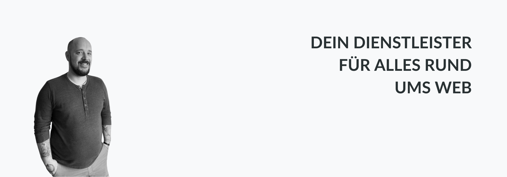 Header-Bild von der Website. Das Bild zeigt den Einzelunternehmer Stefan Reinhardt mit dem Slogan 'Dein Dienstleister für alles rund ums Web'