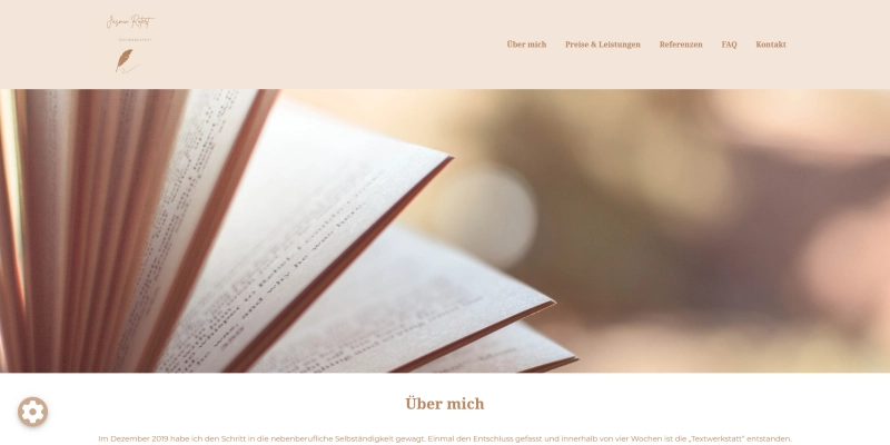 Screenshot der Website Jasmin Rotert Textwerkstatt